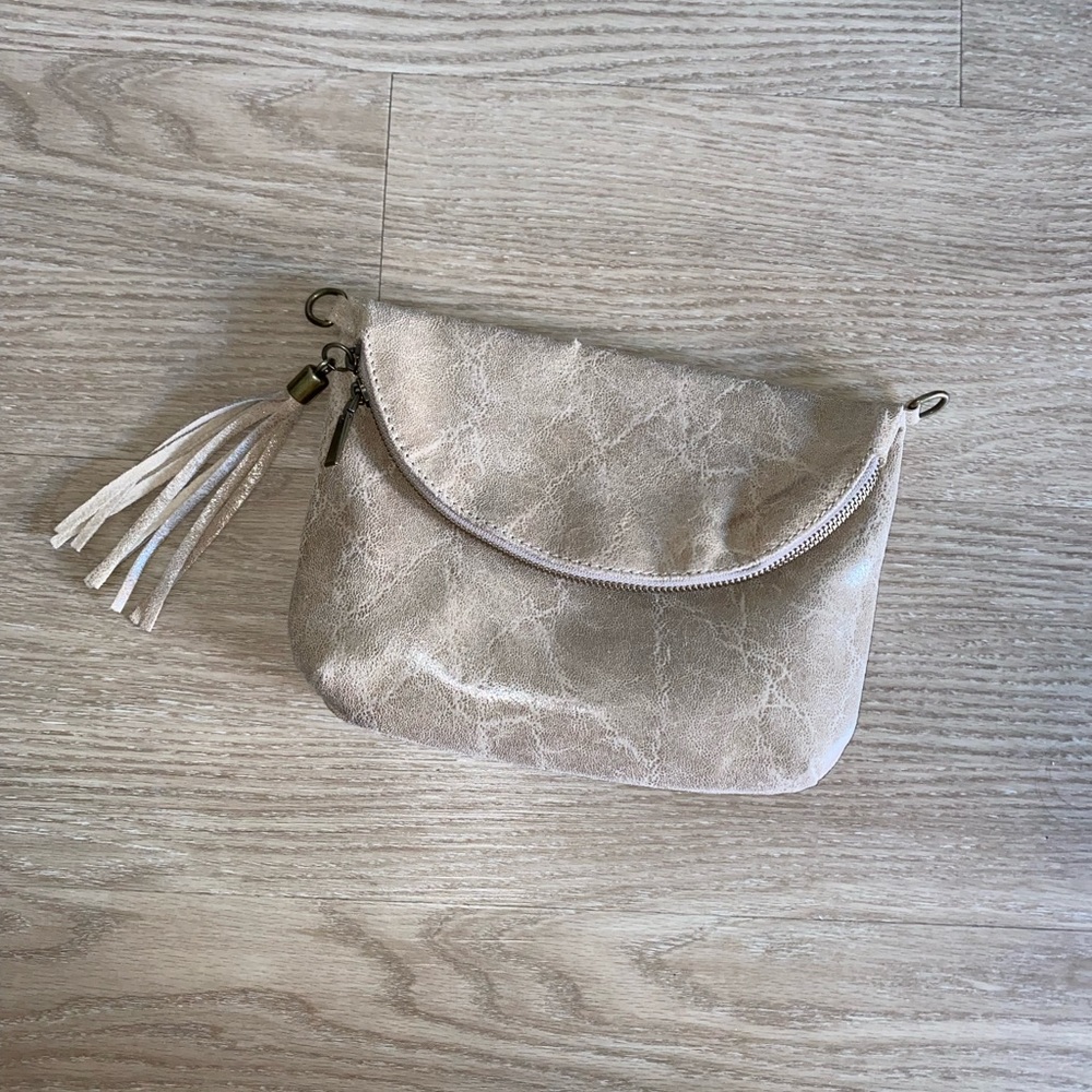 Borse in Pelle Sandstone Snakeskin Textured Print 100% Leather Purse/Clutch